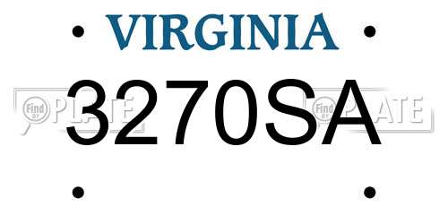3270SA Virginia License Plate