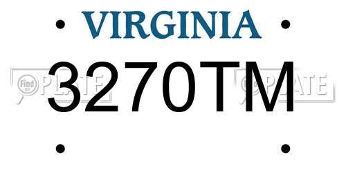 3270TM Virginia License Plate