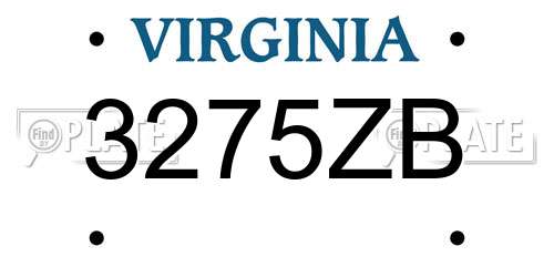 3275ZB Virginia License Plate
