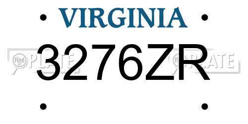 3276ZR Virginia License Plate