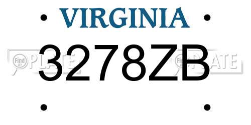 3278ZB Virginia License Plate