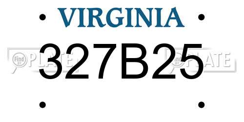 327B25 Virginia License Plate
