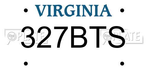 327BTS Virginia License Plate