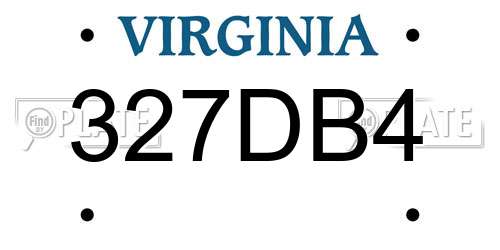 327DB4 Virginia License Plate