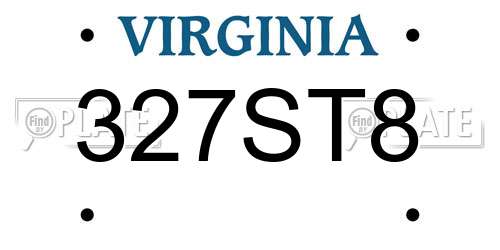 327ST8 Virginia License Plate