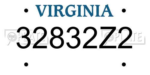 32832Z2 Virginia License Plate