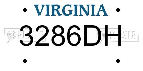 3286DH Virginia License Plate