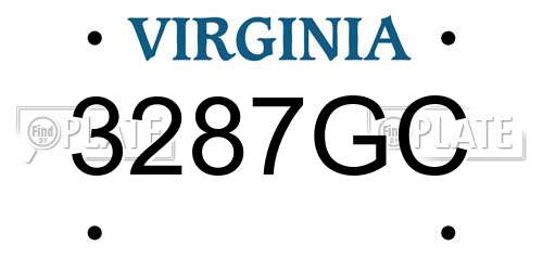 3287GC Virginia License Plate