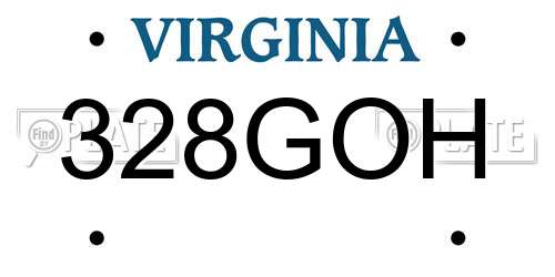 328GOH Virginia License Plate