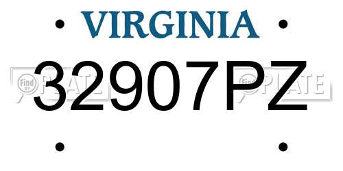 32907PZ Virginia License Plate