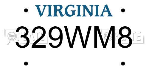 329WM8 Virginia License Plate
