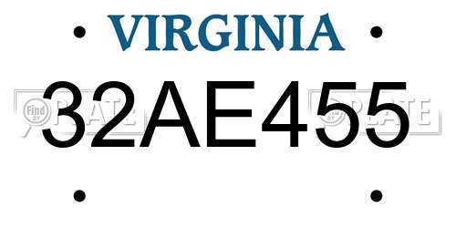32AE455 Virginia License Plate