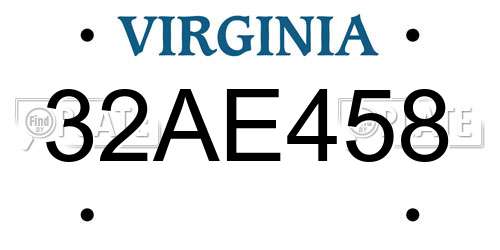 32AE458 Virginia License Plate
