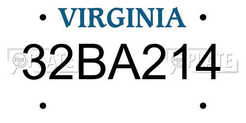 32BA214 Virginia License Plate