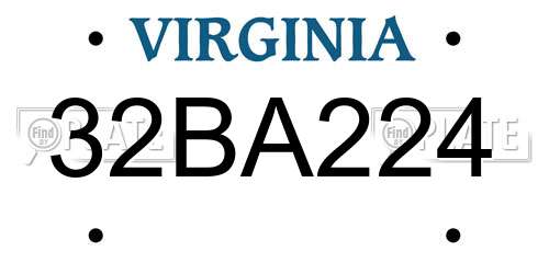 32BA224 Virginia License Plate