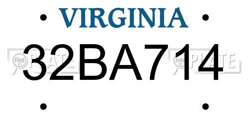 32BA714 Virginia License Plate