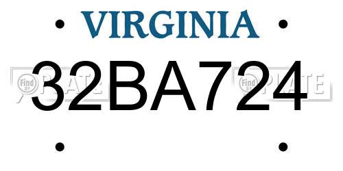 32BA724 Virginia License Plate