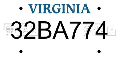 32BA774 Virginia License Plate
