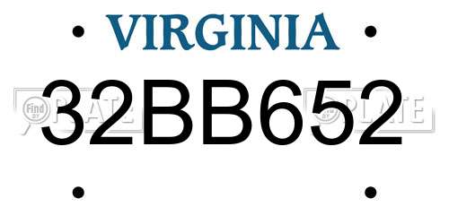 32BB652 Virginia License Plate