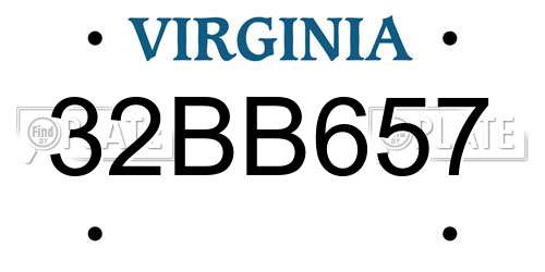 32BB657 Virginia License Plate