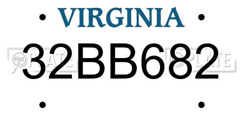 32BB682 Virginia License Plate
