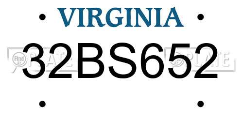 32BS652 Virginia License Plate
