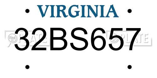 32BS657 Virginia License Plate