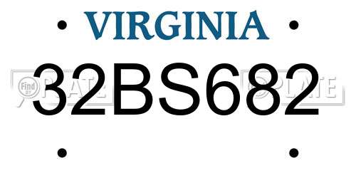 32BS682 Virginia License Plate