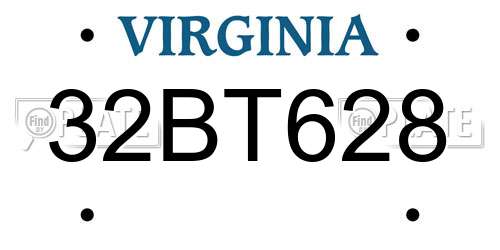 32BT628 Virginia License Plate
