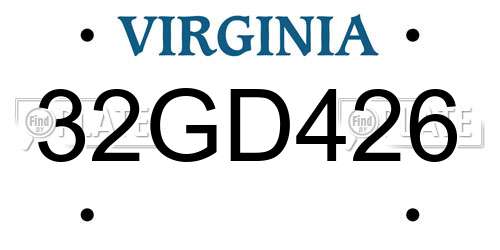 32GD426 Virginia License Plate