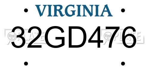 32GD476 Virginia License Plate