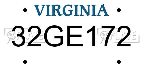 32GE172 Virginia License Plate