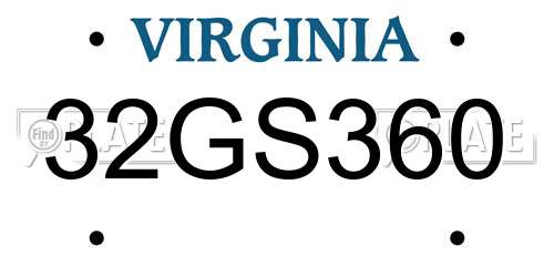 32GS360 Virginia License Plate