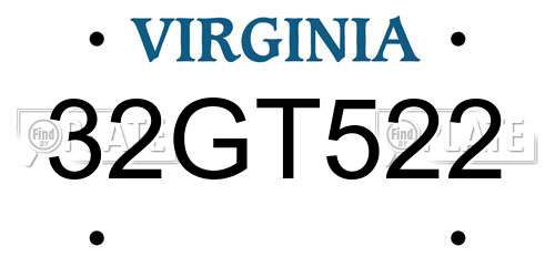 32GT522 Virginia License Plate