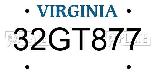 32GT877 Virginia License Plate