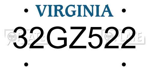 32GZ522 Virginia License Plate
