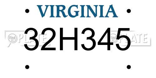 32H345 Virginia License Plate