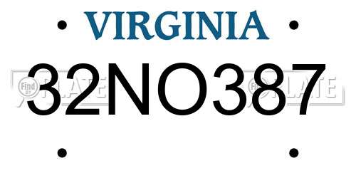 32NO387 Virginia License Plate