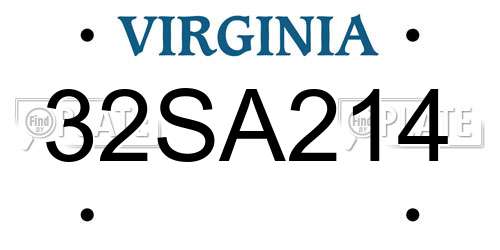 32SA214 Virginia License Plate
