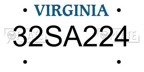 32SA224 Virginia License Plate