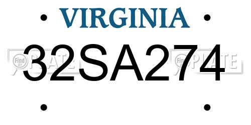32SA274 Virginia License Plate