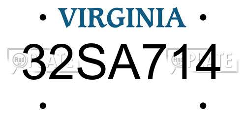 32SA714 Virginia License Plate