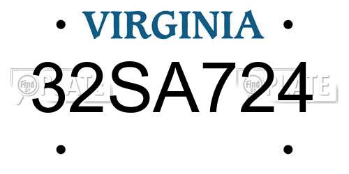 32SA724 Virginia License Plate