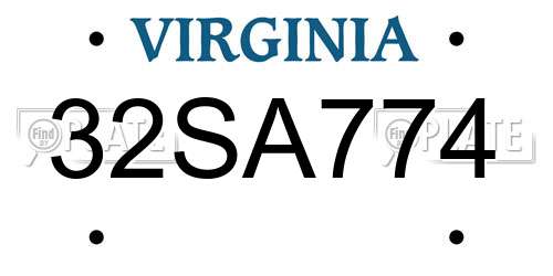 32SA774 Virginia License Plate