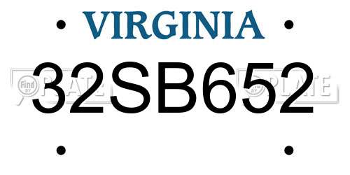 32SB652 Virginia License Plate
