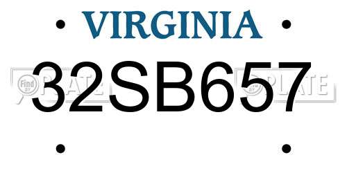 32SB657 Virginia License Plate