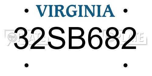 32SB682 Virginia License Plate