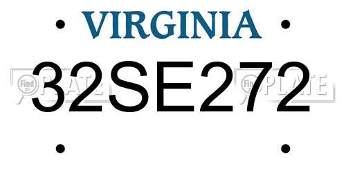 32SE272 Virginia License Plate