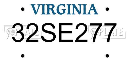 32SE277 Virginia License Plate