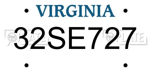 32SE727 Virginia License Plate